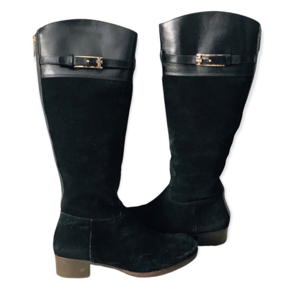 Tory Burch Shoes - Tory Burch Jenna Black Suede & Leather Riding boot sz6.5